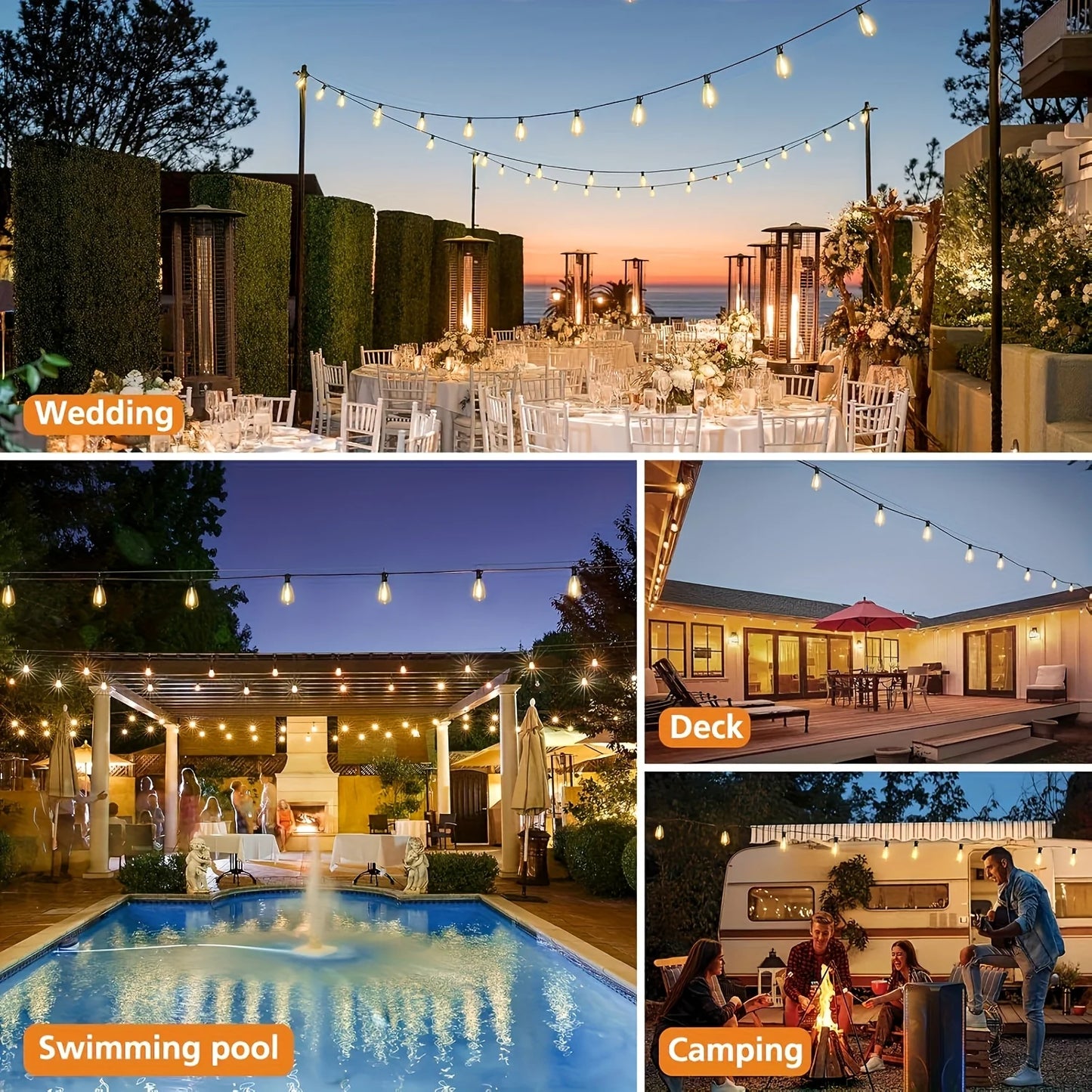 LED Outdoor String Lights ST38 Waterproof Porch Garden