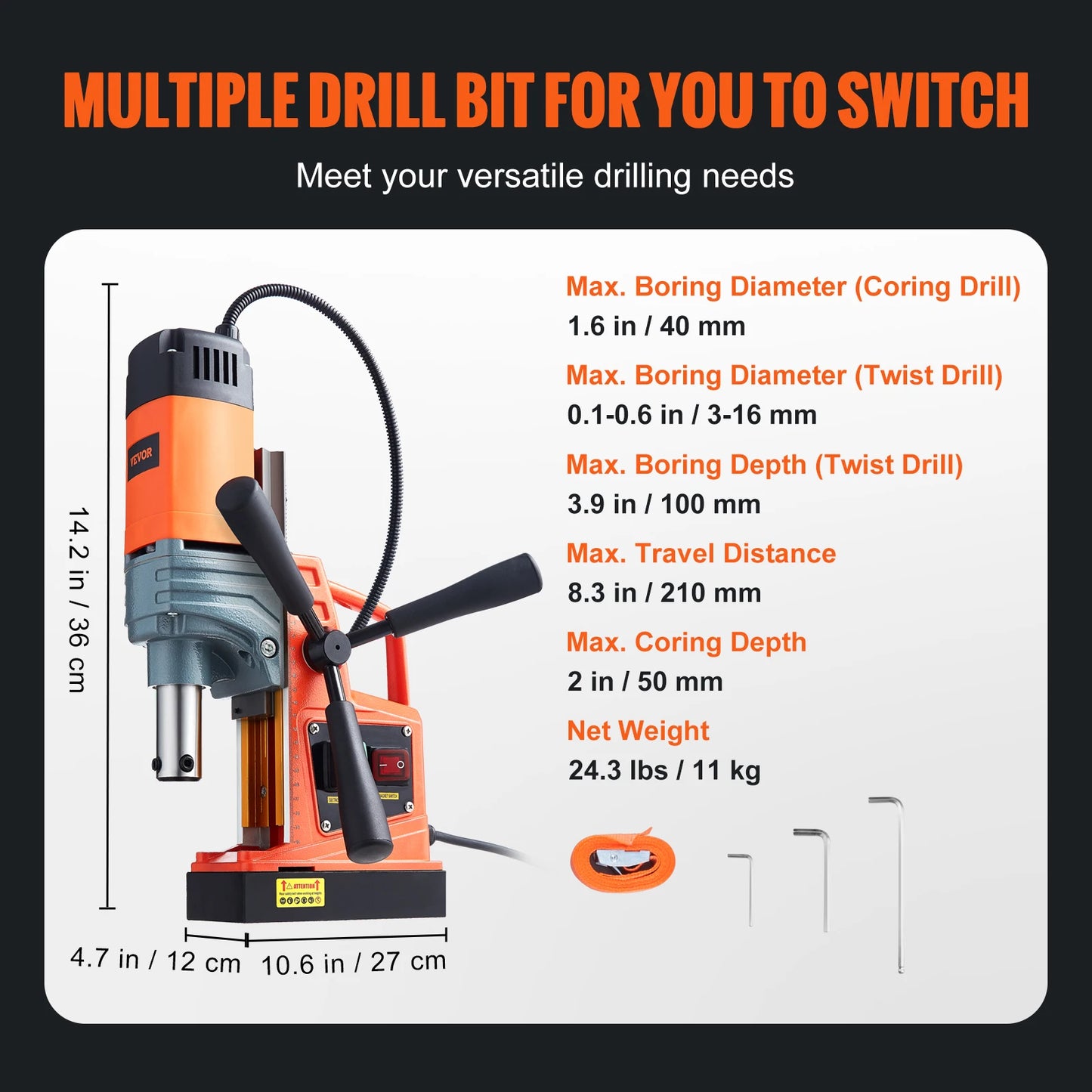 SucceBuy Magnetic Drill Press 1300W 1400W Electric Drill