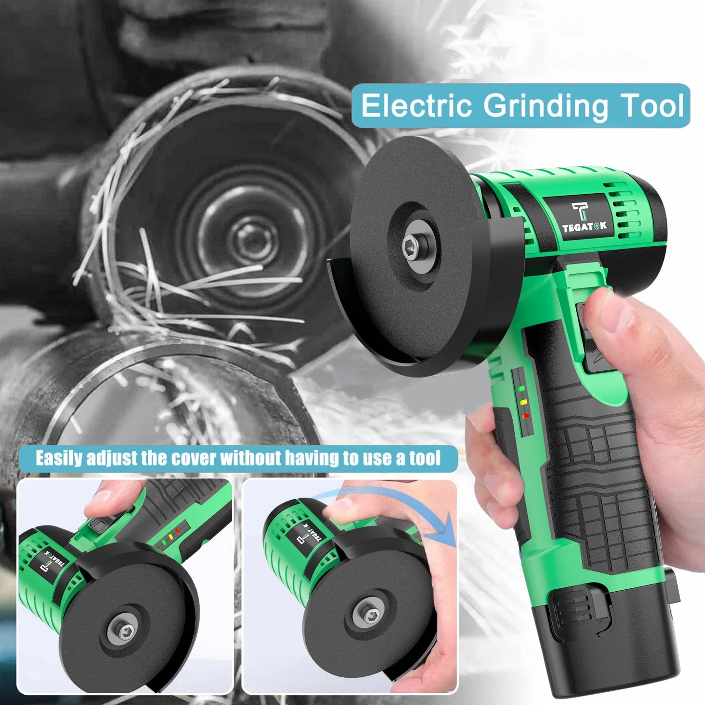 TEGATOK 19500RPM Cordless Angle Grinder Polishing Tool