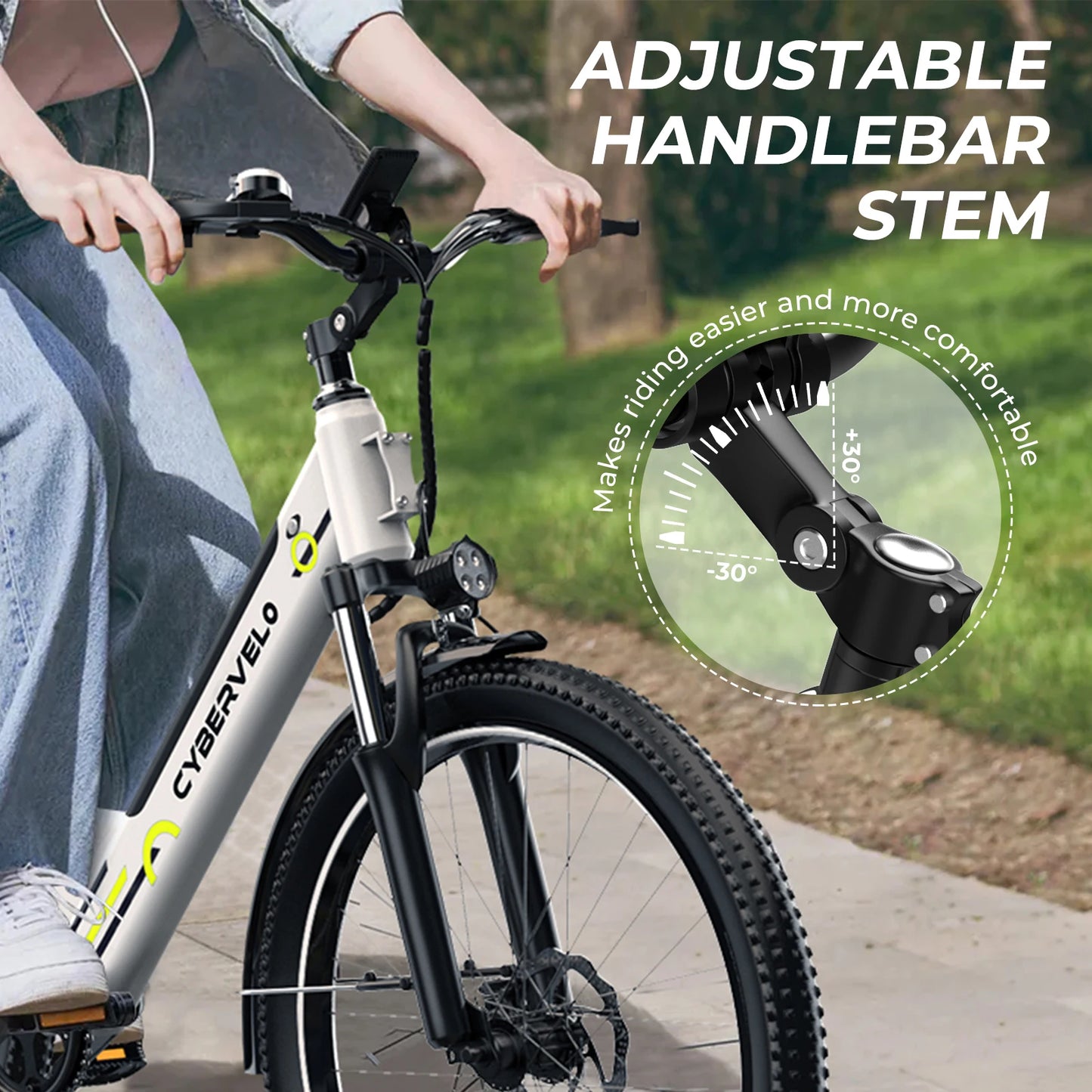 CYBERVELO Urban Commute E Bike EK2 Detachable Battery 48V 1000W Peak Motor