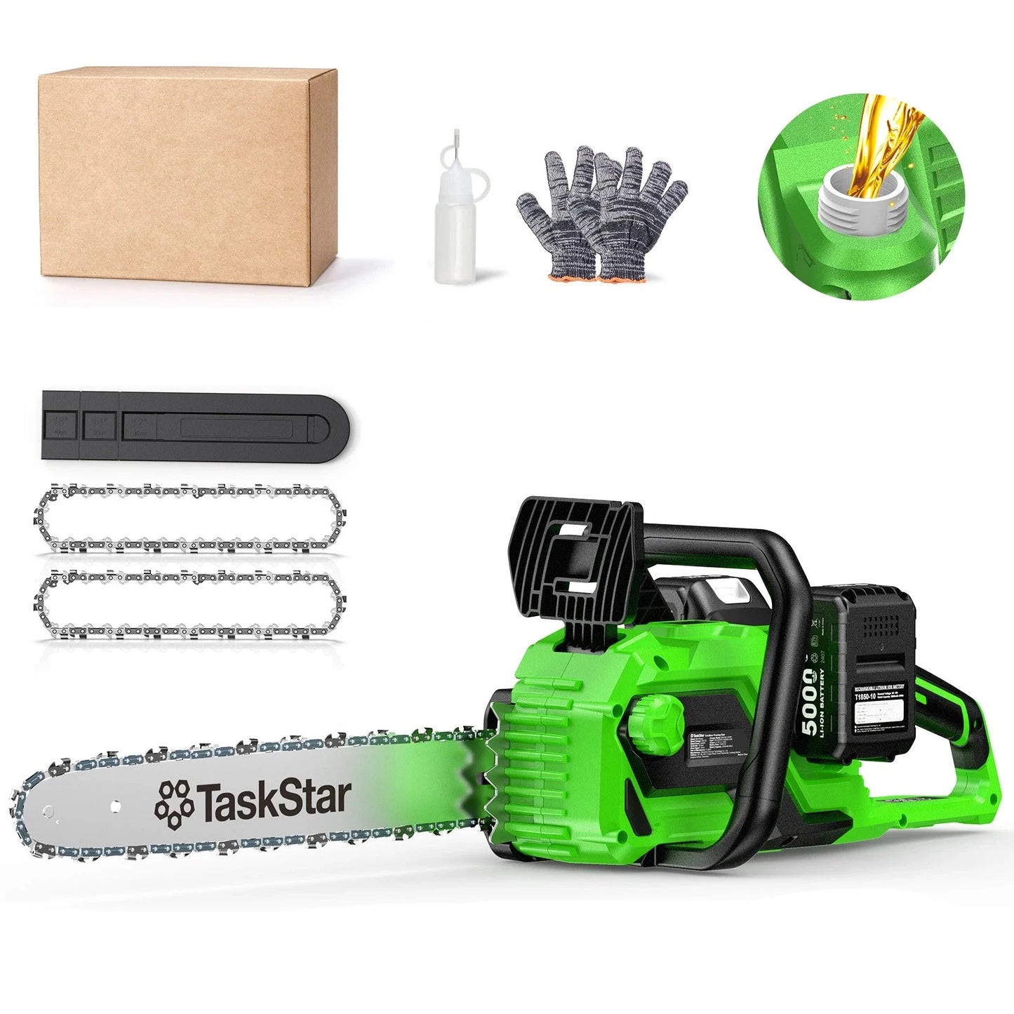 TaskStar 40V Cordless Chainsaw With Auto Oiling 2 5.0Ah Batteries