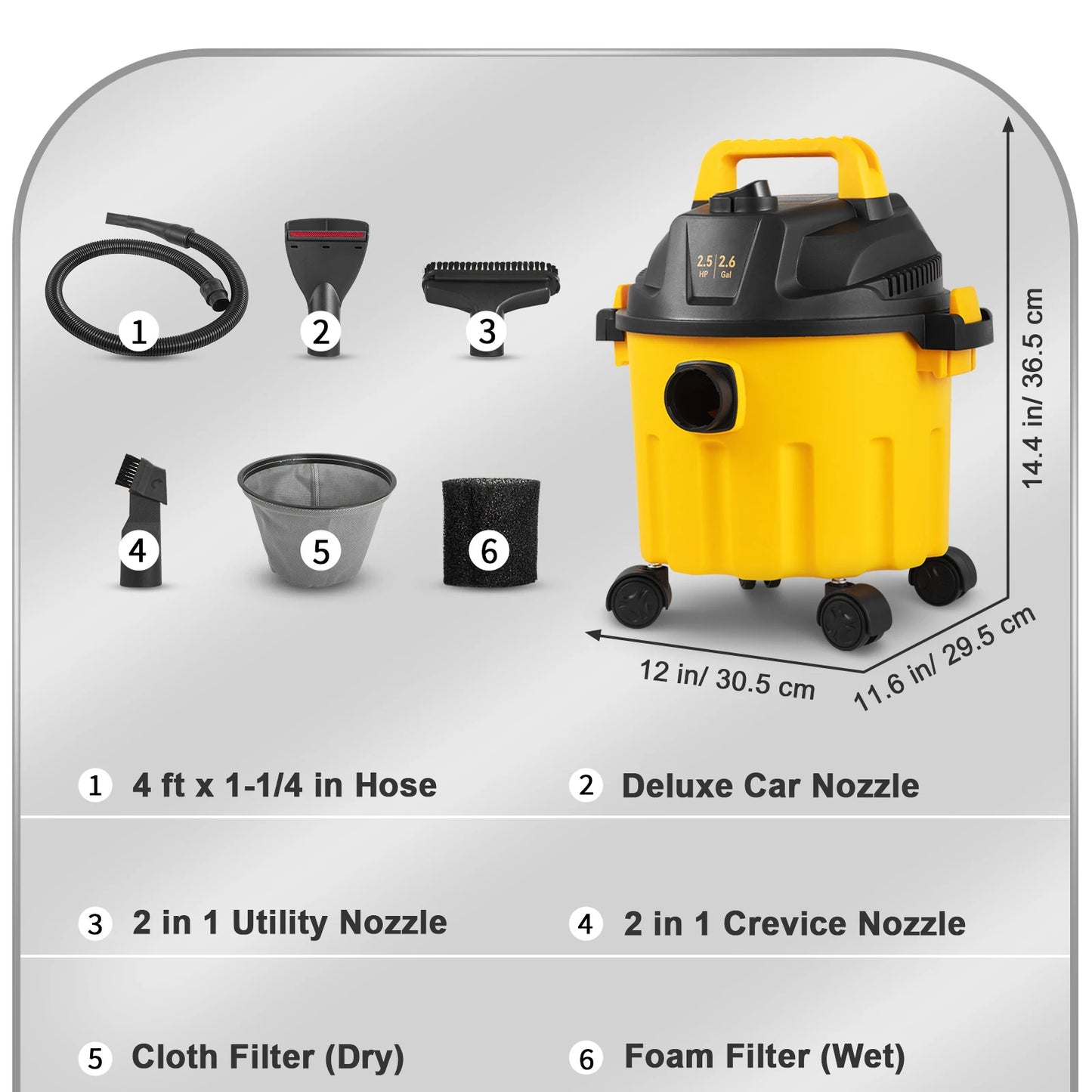 SucceBuy 3in1 Wet Dry Vacuum With 2.5 Peak HP Performance