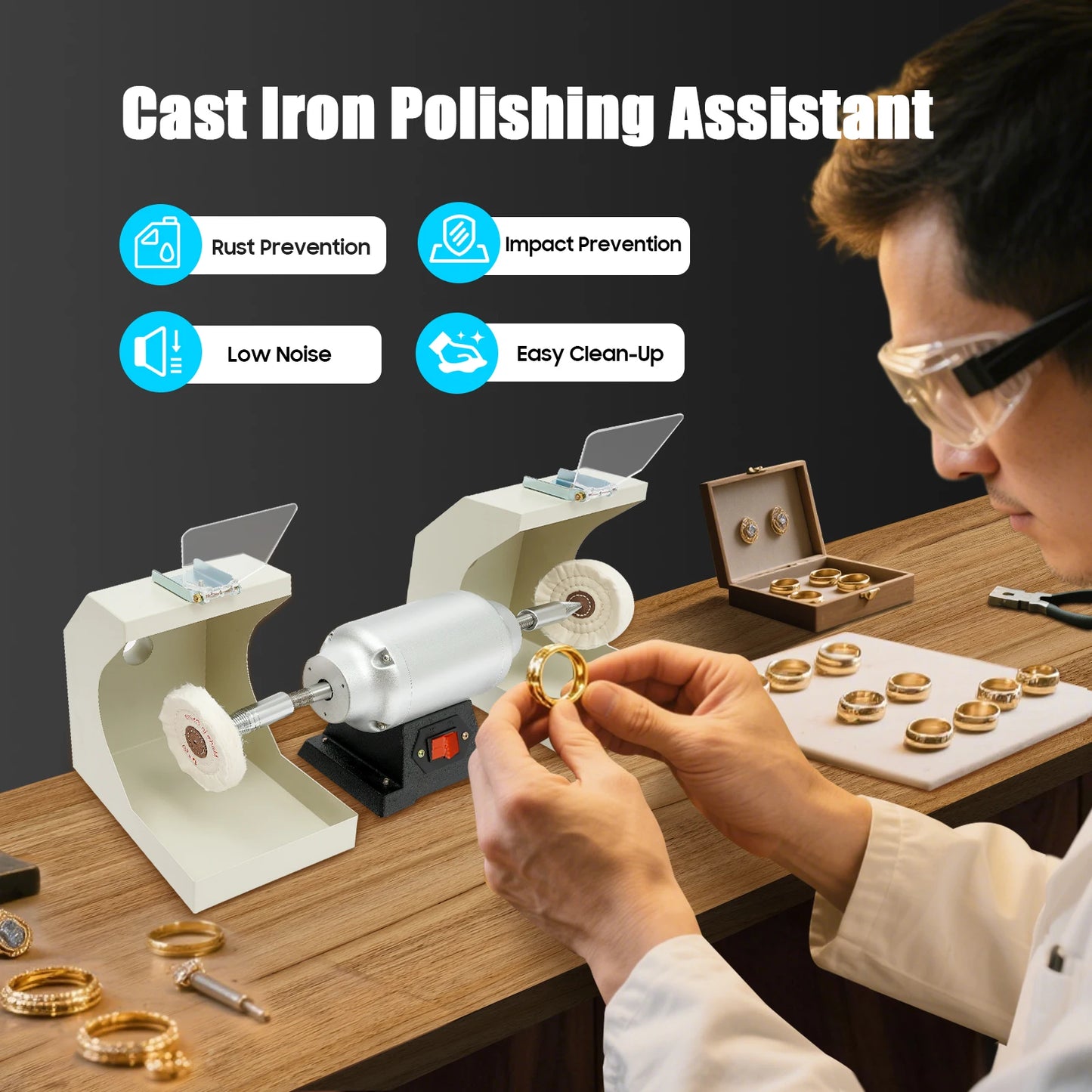 110V 550W Dual Head Polishing Machine for Jewelry and Woodworking