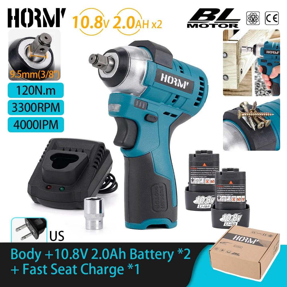 KingHui 10.8V Brushless Cordless Ratchet Wrench 120Nm