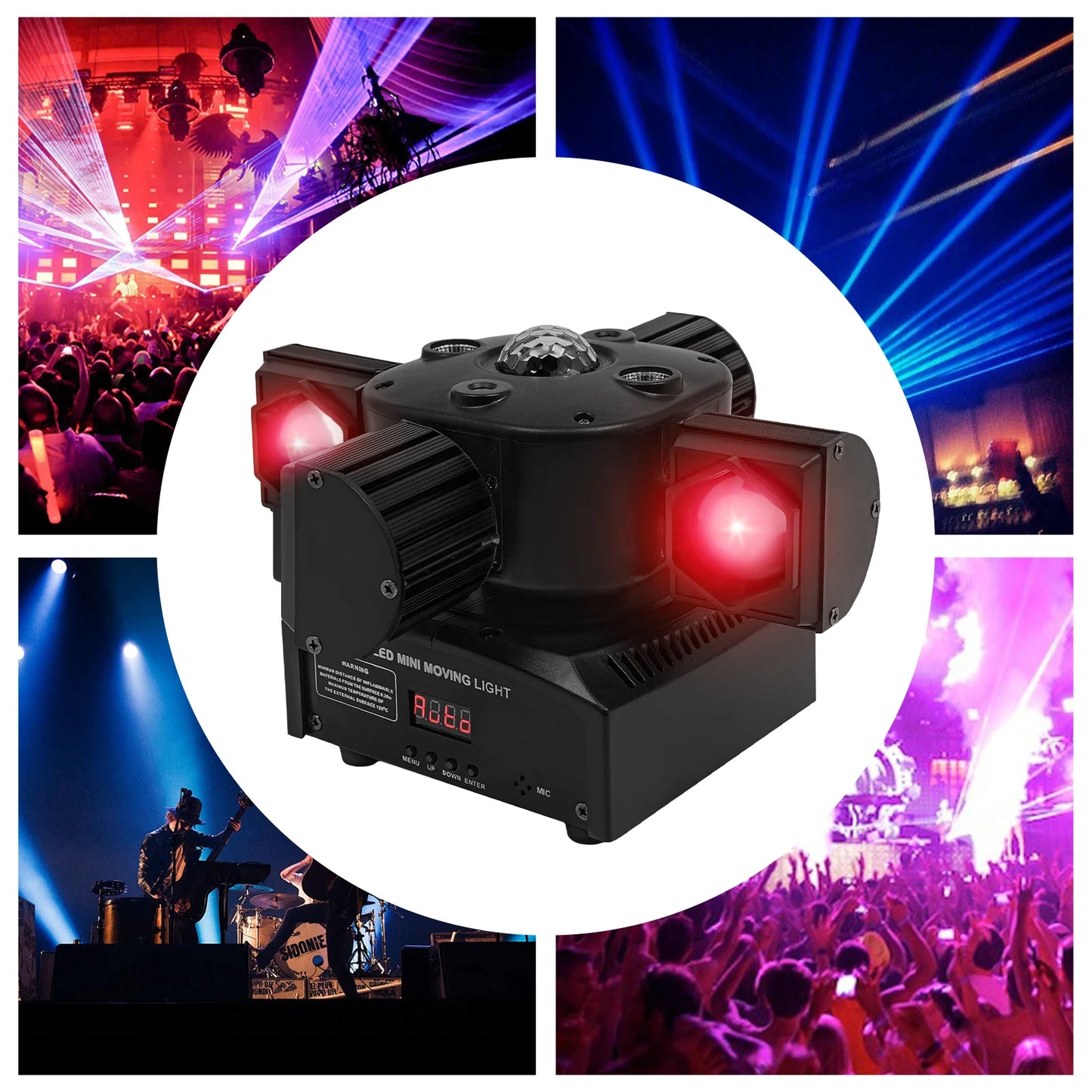 4 Arms Moving Head Stage Light RGB LED DJ Lighting Fixture
