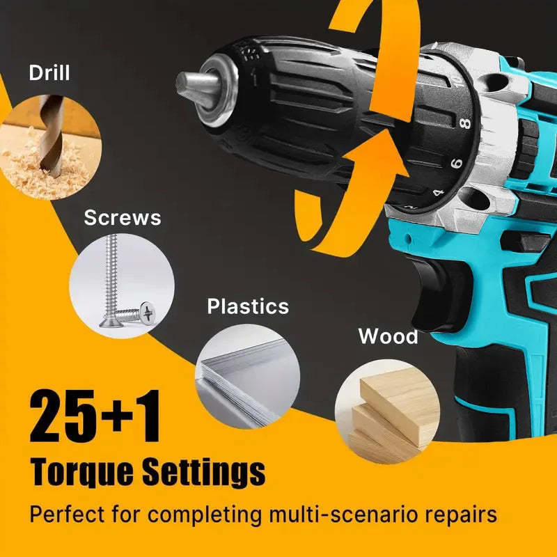 21V Cordless Drill Set With Multi Function Electric Screwdriver