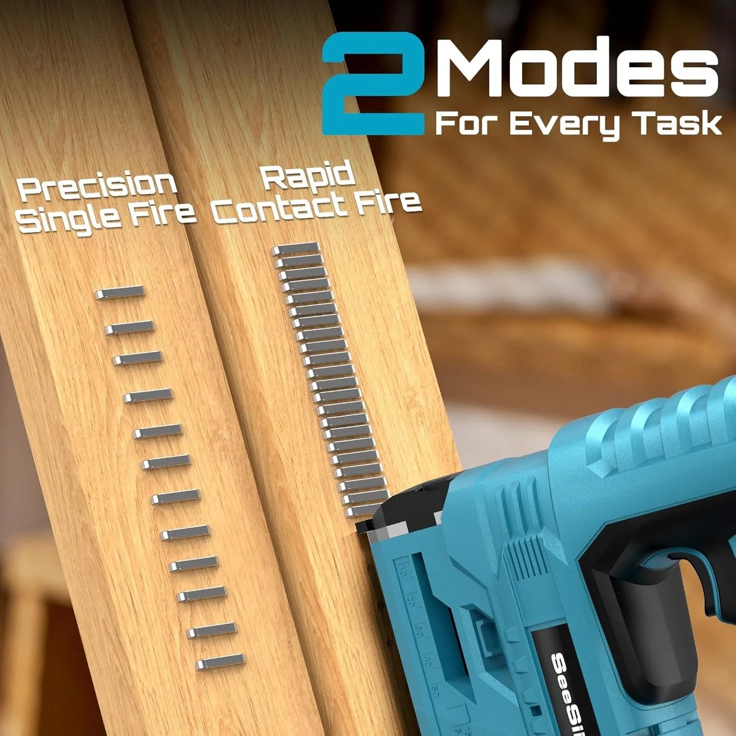 Seesii Cordless Brad Nail Gun With Two 21V Batteries Included