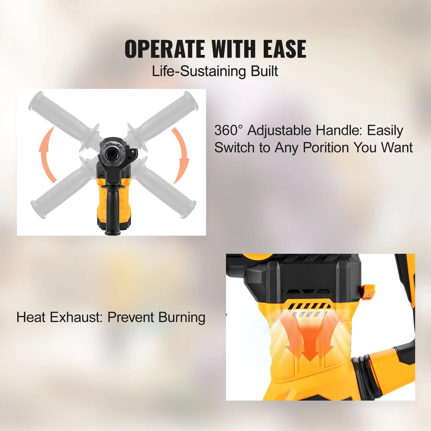 SucceBuy 1500W Rotary Hammer Drill 4 Modes Corded Demolition Jackhammer