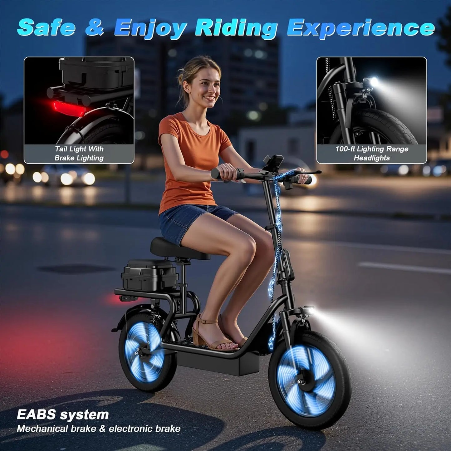 AOVOPRO Electric Folding Ebike With Dual Suspension 500W