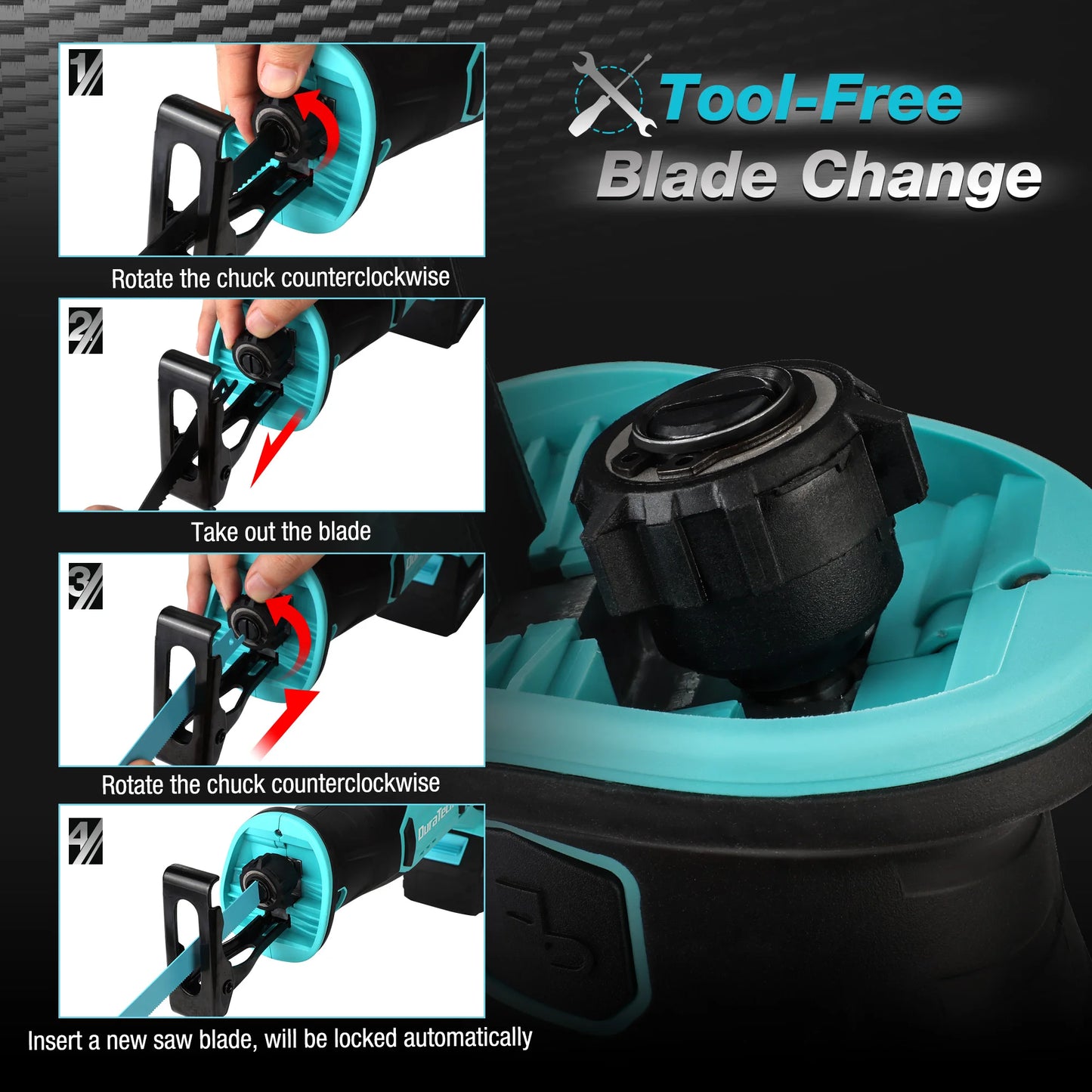 Cordless Reciprocating Saw 20V Battery 3000 SPM Tool Free