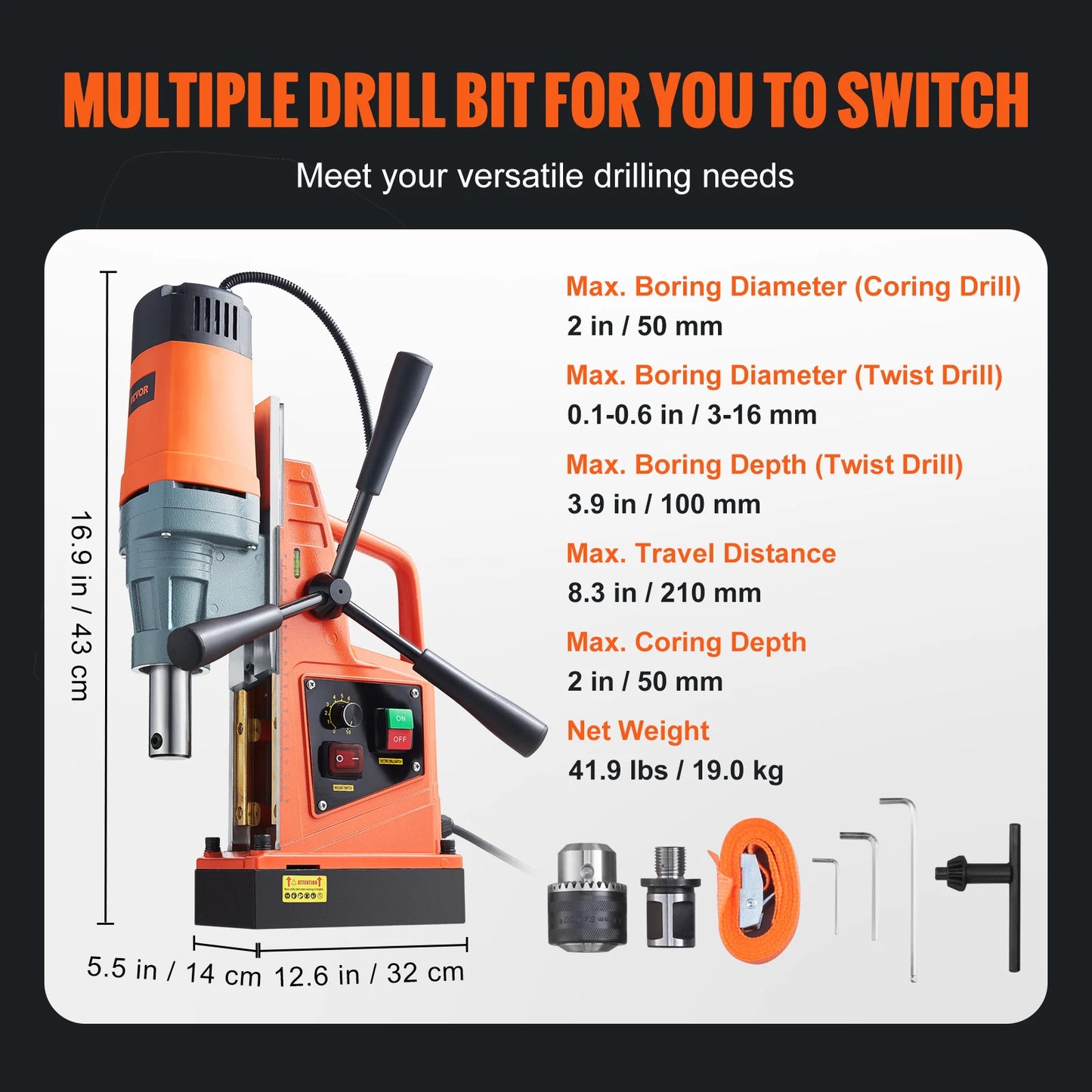 SucceBuy Magnetic Drill Press 1300W 1400W Electric Drill