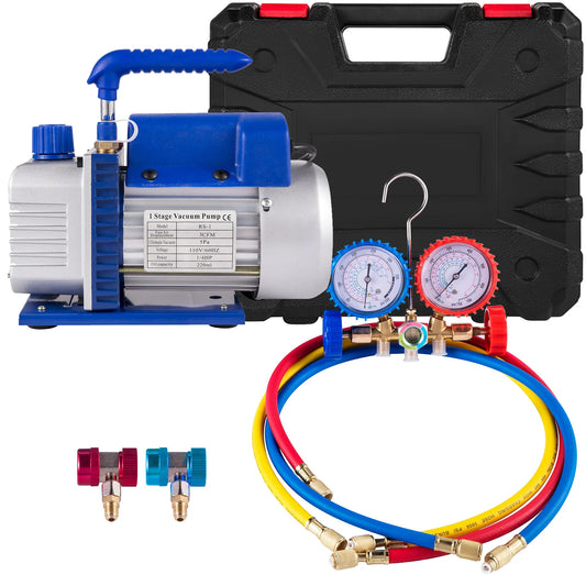 SucceBuy 3CFM 1/4HP Single Stage Vacuum Pump For HVAC R134a